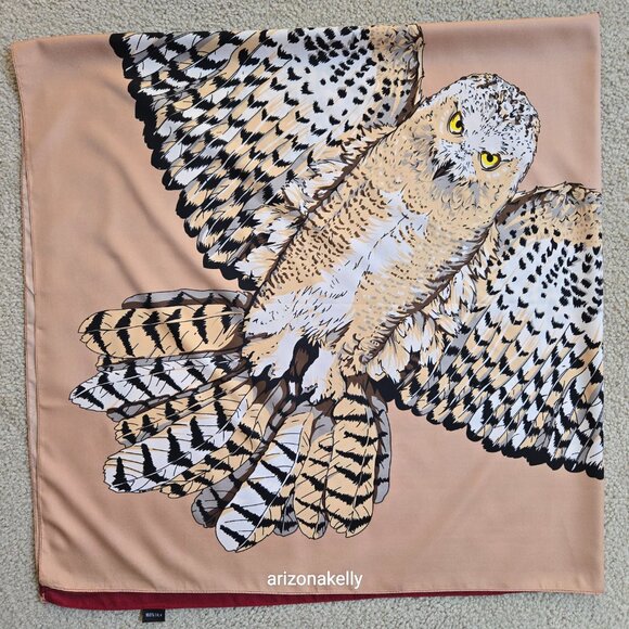 *HUGE* Silk Owl Scarf Wrap Shawl - Picture 16 of 16